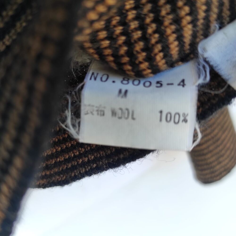 Golden Line 100% Wool Cardigan Black Brown Striped Trim XXS XS Women Button Up - Picture 3 of 16